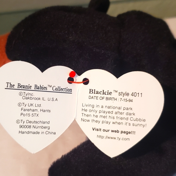 Ty Beanie Babies 1993 / 1994 Blackie Bear - Picture 3 of 5